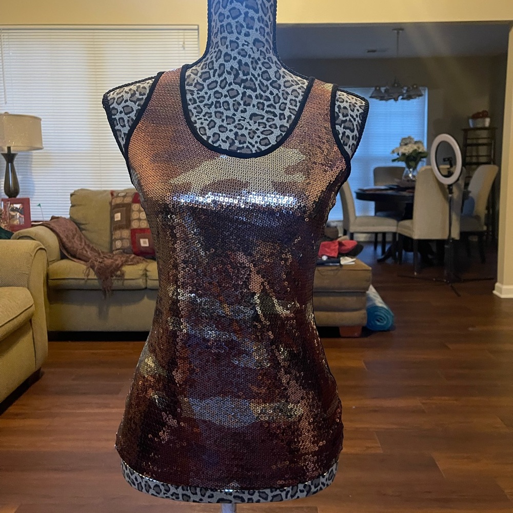 Sequin Pink & Black Charminb Charlie backless top